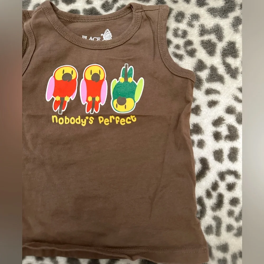 NWOT Children’s Place Parrot Bird Graphic Tank Top in Brown Size 12 months